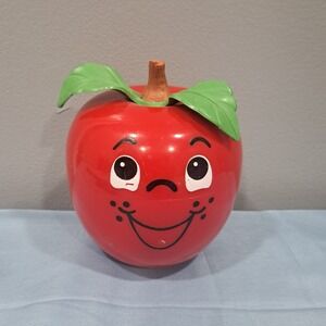 Vintage 1972 Fisher Price Happy Apple Chime Toy 435 Red Plastic Retro Kitsch